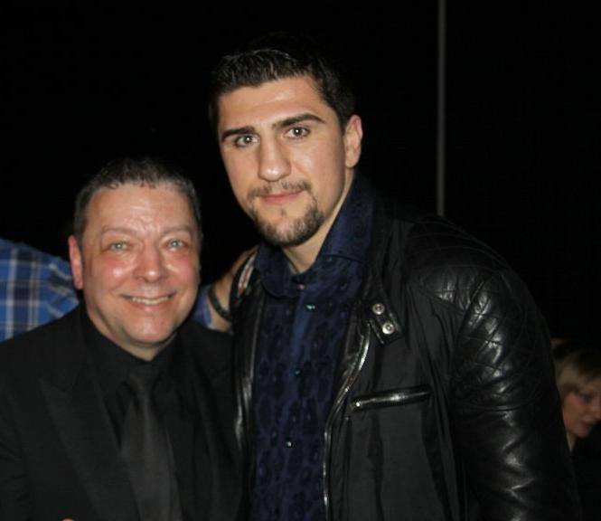 Ringsprecher Frank Michel mit WBO Weltmeister Marco Huck